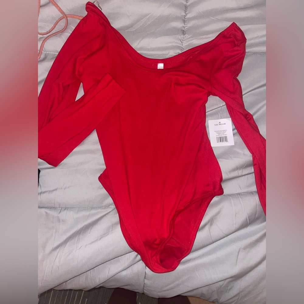 Red long sleeve body suit